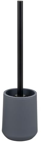 eluno WC-Garnitur TESERO mit Soft-Touch Oberfläche, freistehende WC-Bürste inkl. 1x schwarzer Ersatzbürstenkopf, Moderne Toilettenbürste für Badezimmer und Gäste-WC, aus robustem Kunststoff (Grau)
