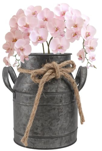 Didiseaon Retro-Eiseneimer Blumeneimer Als Vase Dekoration Ornamente Mit Henkel Milchtopf-Eimer Im Vintage-Dekor Für Getrocknete Blumen Haus Garten Büro 15.00 X 14.00 X 9.00 cm