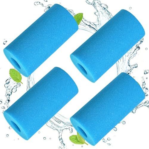EKKONG Cartuccia Filtro Ppiscina, 4 PCS Spugna per Filtro Piscina, Filtro Piscina Tipo A, Filtro in Schiuma Piscina per Tipo S1, Cartuccia Filtro in Schiuma Riutilizzabile per Piscine, Spa (10×20cm)