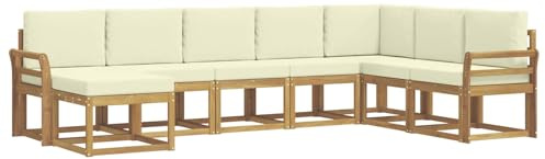 vidaXL Outdoor-Sofagarnitur mit Kissen 8 pcs Weiß und Creme, Moderner Garten Sofa, wetterfeste Eckcouch, Möbel zum Entspannen auf Terrasse, Patio Lounge und Komfortset