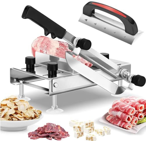 BAOSHISHAN Frozen Meat Slicer Manual Meat Slicers Stainless Steel Ginseng Cutter for Home Use Beef Mutton Roll Bacon Cheese Nougat Deli Shabu Shabu Hotpot GM-3120