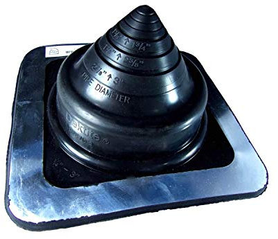DEKTITE #2 (DFE102B) Square Black EPDM Flexible Pipe Flashing, Roof Jack, Pipe Boot Flashing Dektite (for OD Pipe Sizes 1/4 - 3)