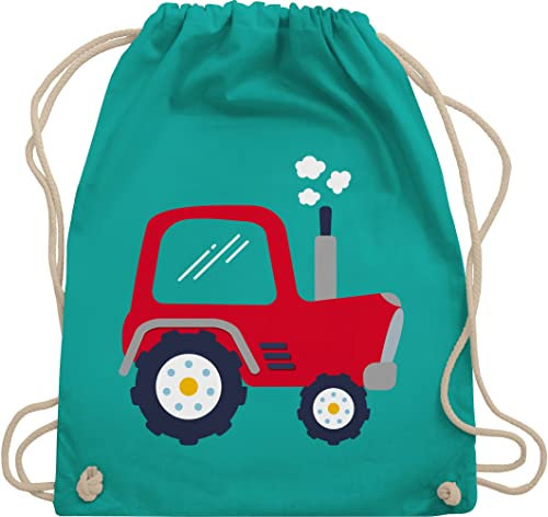 Turnbeutel Rucksack - Traktoren - Taschen - Kinder Traktor - Unisize - Türkis - wechselkleidung beutel kindergarten stofftasche kita tasche stoffrucksack junge baumwollbeutel kindergartenkinder