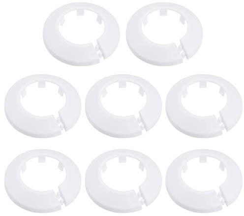 sourcing map 34-35mm Pipe Cover Decoration PP Plastic Water Pipe Escutcheon White 8pcs