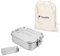 Navaris Steel Lunch Box with Divider - 800ml Stainless Steel Sandwich, Snack, Lunch, Food Storage Container - Leakproof Bento Box with Divider, Bag