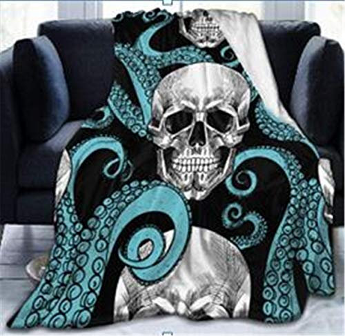 FANSU Kuscheldecke Flanell Decke, 3D Drucken Microfaser Flauschig Weich Warm Plüsch Wohndecke Fleece Tagesdecke Decke für Sofa und Bett (Schädel,150x120cm)