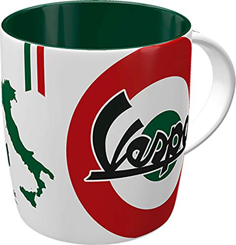 Tasse Vespa Tricolor Italienisch Trinkglas Geschenkidee Gadget Biker Keramik Vintage