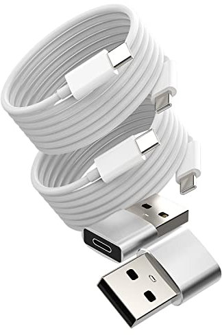 USB C Cable to USBC Charger Extension USB A Adapter Charging Fast Cord Power Data Type Thunderbolt 2 3 4 Port Extender Compatible for Apple for iPad Pro MacBook Air Galaxy S21 S20 S10 Pixel
