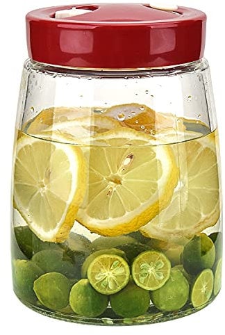 wandeli 1.4L Wide Mouth Mason Jar Glass Fermentation Jar with Manual Automatic Air Release Valve for Making Kimchi Pickles, Sauerkraut Yogurt Preservation