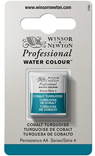 Winsor & Newton Aquarelle Professionnel - Peinture Aquarelle, Haute Luminosité, Résistante à la Lumière, Qualité Archive, Demi Godet, Couleur Turquoise de Cobalt ROW