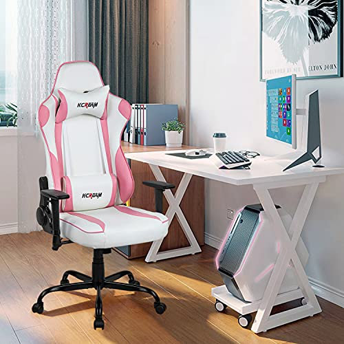 KCREAM Gaming Stuhl Buro-Computerstuhl Einstellbarer Neigungswinkel PC Stuhl Professioneller Gaming Sessel (Pink)