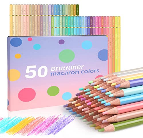 Efimeso Macaron Buntstifte 50 Farben, Pastellstifte Buntstifte für Erwachsene Kinder Künstler, Zeichenstifte zum Künstlerbedarf Zeichnen (50 Farben)