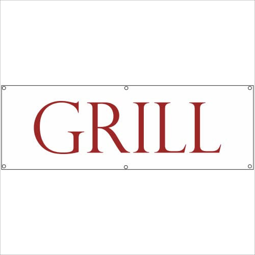 Indigos UG - Plane wasserdicht Gerüstplane - p23 - Grill - Imbiss - Banner - 200 cm x 67 cm - Baustelle, Garten, Zaun oder Veranstaltung im Sommer - Werbeplane - Werbung