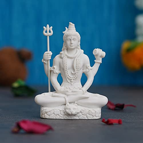 eCraftIndia Statue Lord Shiva aus Kunstharz, Weiß