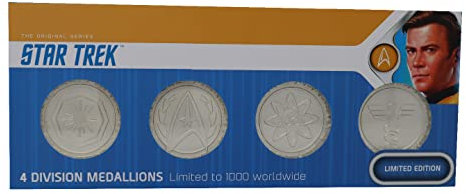 FaNaTtik Star Trek Set of 4 Starfleet Division Medallions Limited Edition (Silver Plated)