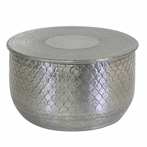 Casa Moro Orientalischer Beistelltisch ALAVA M Aluminium Ø 37cm rund Hammerschlag, Kaffeetisch Kleiner Couchtisch rund Luxus Sofa-Tisch modern TSV8054