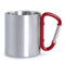 TIENDA EURASIA - Taza de Acero con Mosqueton, 7,5x11,5cmx8cm de Diametro, 210 ml, Mosquetón Atornillado, Acero Inoxidable, Ideal para Senderismo, Camping y Trekking, Térmica (Taza Roja)