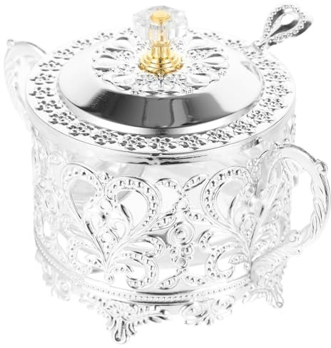 Amosfun Sucrier Turc avec Couvercle Et Cuillère 2 Pièces Bol À Bonbons Au Chocolat Plat De Service Pot De Rangement Turc Pot À Condiments Cuisine Vintage Récipient D'assaisonnement