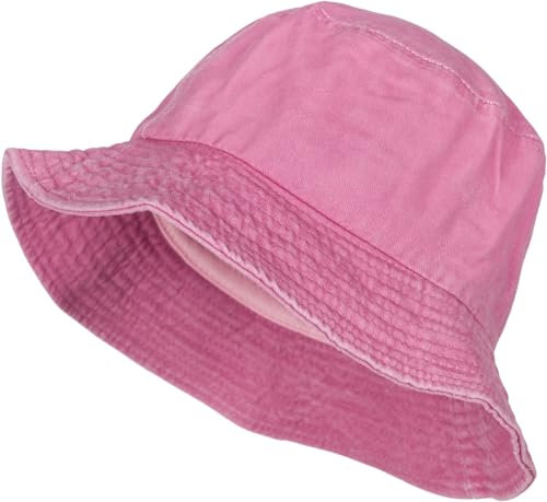 styleBREAKER Cappello da Pescatore Unisex in Stile Vintage Lavato, Bucket Hat, Cappello da Sole in Tessuto Monocolore 04025045, Colore:Rosa Scuro