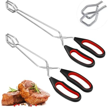 KOMUNJ 2 Scherenzangen Küchenzangen Scheren, Kochen BBQ Zangen Scheren, Edelstahl Scherenzangen, Scherenzangen mit Griffen, Edelstahl BBQ Zangen Scheren BBQ Grillzangen BBQ Klemmen