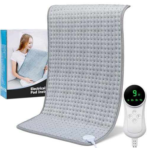 Heizkissen Rücken mit 9 Heizstufen: Elektrisches Heizkissen Feuchte Wärmetherapie 43x84cm - Elektrisches Wärmekissen mit Abschaltautomatik (4-Zeitstufen) - Ultraweiches Flanell, Waschbar, Für Rücken