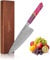 MEG Cuchillo de Chef en acero de Damasco 67 capas presentado en caja de madera acacia. Forja en acero de alto carbono 20,5 cm filo, mango hexágono de resina, uso profesional y resultado de alta cocina