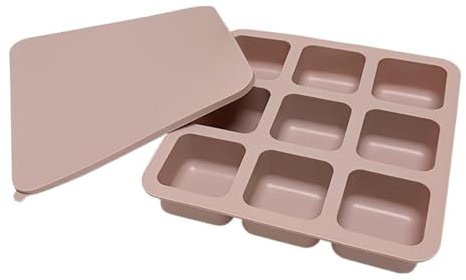 brooksnaji Silicone Freezer Molds, 9-Grid Silicone Soup Freezer Molds with Lid Freezer Cubes, Square Ice Mold, Cocktail Ice Molds, Large Ice Tray for Alcohol, Coffee, Beverages