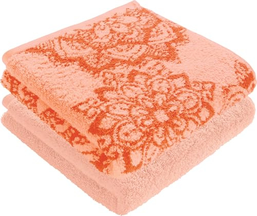 Erwin Müller Duschtuch Bühl 2er-Pack apricot Größe 70x140 cm - besonders flauschig, voluminös, äußerst saugfähig