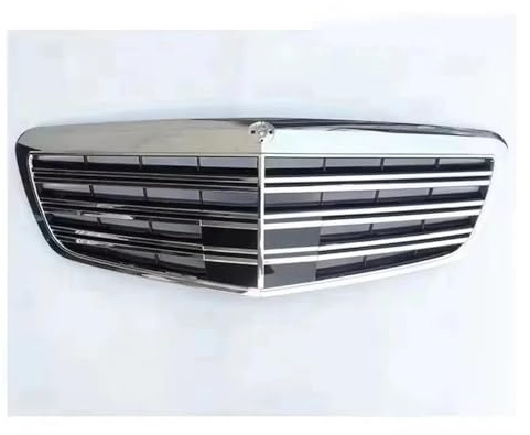 Rejilla Delantera Parachoques Delantero Capó Central Parrilla Radiador Para Mercedes Para Benz Clase S W221 S65 S350 S400 S450 S500 S550 S600 S65 AMG 2010-2013 Rejilla De Radiador(Plata)
