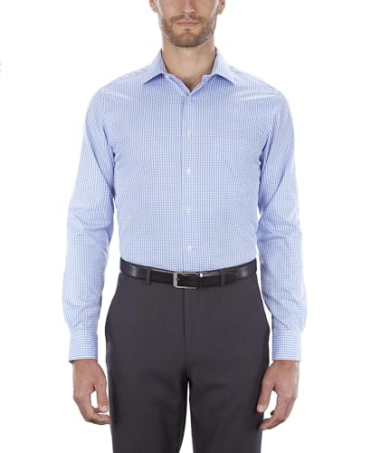 Van Heusen Men's Dress Shirt Regular Fit Flex Collar Check, Blue, 15 Neck 32-33 Sleeve