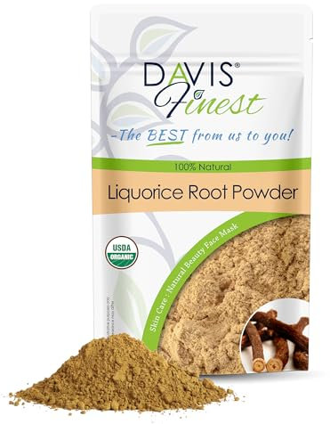 Davis Finest Bio-Süßholzwurzelpulver 100 g, reines und natürliches Mulethi Glycyrrhiza Glabra, ohne Chemikalien, Gesichtsmaske, gegen dunkle Flecken, aufhellend
