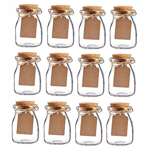 Awtlife 12 Pcs Vintage Verre Favor Jar avec des couvercles de Liège pour Le Mariage Baby Shower faveur