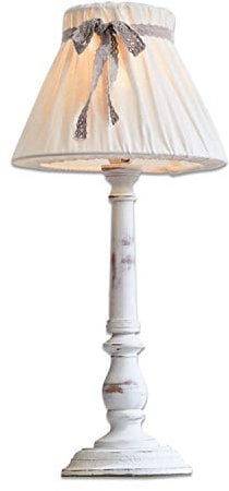 LOBERON Lampe à poser Valentin - H/Ø env. 39 20 cm - Bois de pin - MDF - lin - lin/blanc vieilli