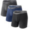 DAVID ARCHY Men's Boxer Briefs Breathable Bamboo Rayon with Functional Fly Ergonomic Pouch Underwear 3 Pack Fitted Boxer Trunks, Black+dark Grey+navy Blue (Bamboo Rayon), Large