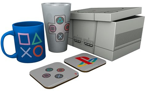 PlayStation Classic Mug, 400ml Glass & 2 Coasters Collectable Gift Box