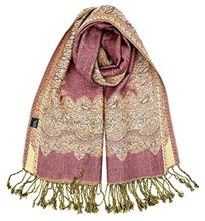 Achillea Pashmina-Schal mit Fransen, weich, seidig, wendbar, Paisleymuster, Border Orchidee