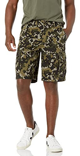 Amazon Essentials Short Cargo 25 cm, Coupe Classique (Disponible en Grand et Petit) Homme, Vert Olive Camouflage, 40W