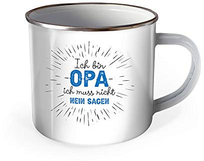 Trötsch Emaille Becher Tasse Opa: Kaffeetasse Teetasse Geschenkidee Geschenk Tasse Emaillebecher