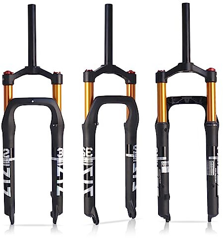 B Bolany Forcella ad aria per mountain bike da 66 cm, da viaggio, tubo dritto da 120 mm, forcella ammortizzata per MTB, blocco manuale, forcella anteriore per bicicletta, senza filettatura, adatta per