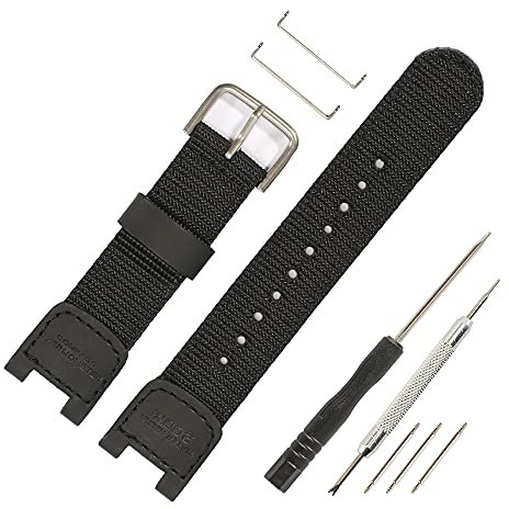WRISTARMOR 25 mm Nylon-Armband, kompatibel mit Casio SGW-100/SGW-200/GW-3000B/GW-3500B, Lederarmband, Schwarz, 18mm, Classic