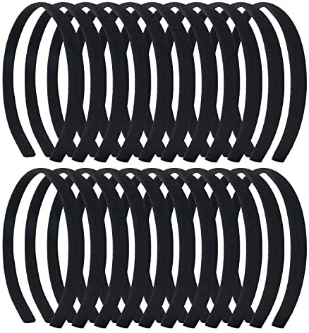 Haarreif für Damen, einfarbig, schwarz, mit Stoff überzogen, dünnes Hartplastik-Haarband, elastisch, Haarreifen, Halter, Verschluss, Tiara, Krone, Kopfschmuck, Zubehör, DIY, 20 Stück
