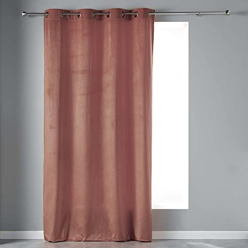 Douceur d'Intérieur, Rideau à Oeillets (140 x 240 cm) Velvetine Rose, Velours
