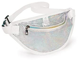 LIVACASA Bauchtasche Damen Gürteltasche Kinder Wasserabweisend Hüfttasche Schultertaschen Mädchen Umhängetaschen Handytasche Tasche Party Fest Reise Silber