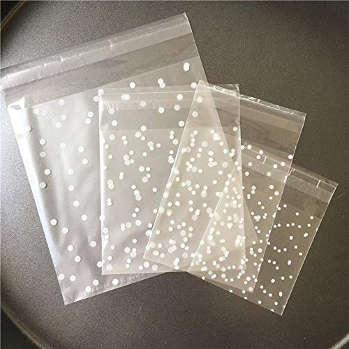 100 Stück 5 Größe weiße Punkte transparent gefrostet Hochzeit Keks Süßigkeitsbeutel Weihnachten Geburtstagsfeier Hochzeitsgeschenkbeutel-10 x 10 cm