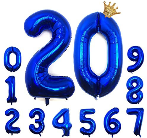 Foil Luftballon 20 Helium Folienballon Zahlen Ballon XXL Folien Dunkelblau Ballon 20 Geburtstag 100cm/40inch