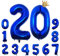 Foil Luftballon 20 Helium Folienballon Zahlen Ballon XXL Folien Dunkelblau Ballon 20 Geburtstag 100cm/40inch
