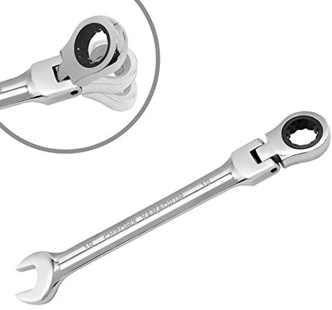 HARSKIYER 10mm Flex-Head Ratchet Wrench, Metric Ratcheting Wrench Spanner Reversible Ratcheting Wrench Flex-Head Ratcheting Combination Wrench