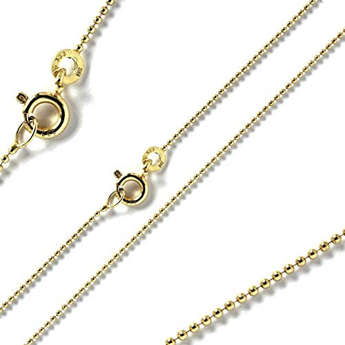 G & J Kugelkette 333 8Karat 1,00mm 45cm massiv Gelbgold Halskette Collier für Damen Made in Germany