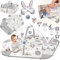 Nukido Interaktives Spielbogen Baby 5in1 Krabbeldecke für Baby Spielmatte mit 5 Wänden Laufstall Baby Babynestchen Neugeborene mit Bauchzeit Kissen 2 Bogen mit 7 Sensorik Spielzeug 136x96 cm