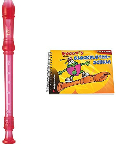 Yamaha Recorder - Soprano Recorder, German fingering, Translucent Pink & Voggy's Blockflötenschule: Für Sopran-Blockflöte in C. Lerne mit Spaß!. Mit Übungtipps und Noten der beliebtesten Kinderlieder